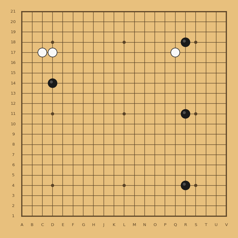 21路棋盘开局演示：黑三连星对白两小目